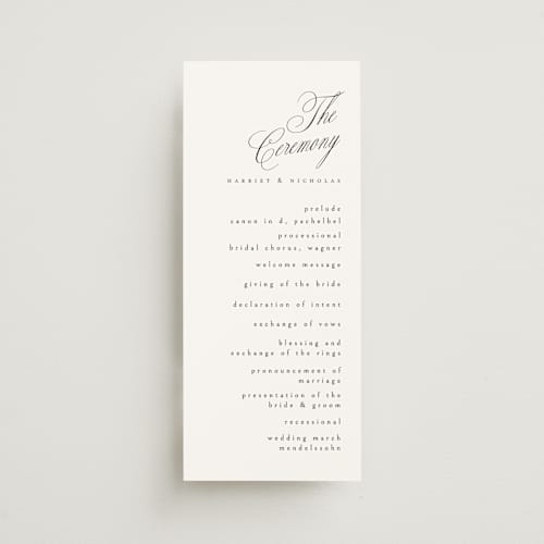 This is a noir slate unique wedding programs with standard by Ana de Sousa called written with love printing on signature in standard