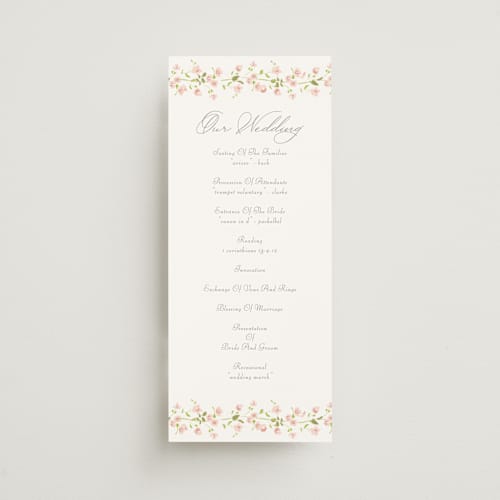 This is a peony unique wedding programs with standard by Baumbirdy called rosebud printing on signature in standard