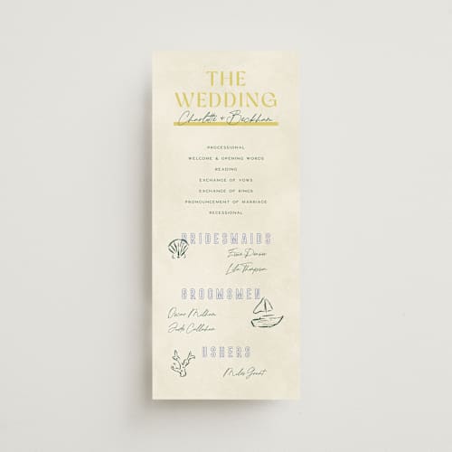 This is a island citrus unique wedding programs with standard by Pixel and Hank called coastal drift printing on signature in standard