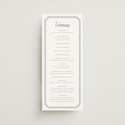 This is a blueberry unique wedding programs with standard by Carolyn MacLaren called deluxe printing on signature in standard