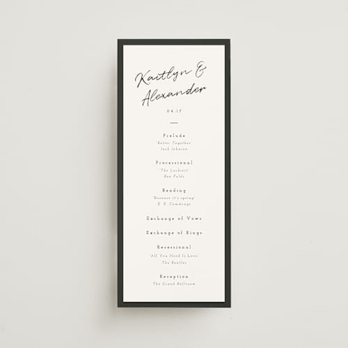 This is a cloud unique wedding programs with standard by Adelyn T. called photograph scribble printing on signature in 4x9