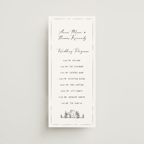 This is a cloudy unique wedding programs with standard by Sherley Ferreira called southern soul printing on signature in 4x9