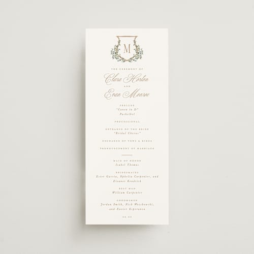 This is a lake unique wedding programs with standard by Leah Bisch called arbour printing on signature in 4x9