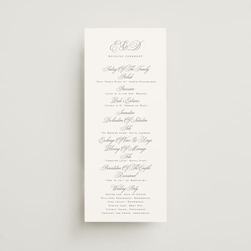 This is a sugar unique wedding programs with standard by chocomocacino called ris al’amande printing on signature in 4x9