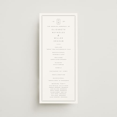 This is a salt unique wedding programs with standard by Amy Kross called stripe bevel printing on signature in 4x9