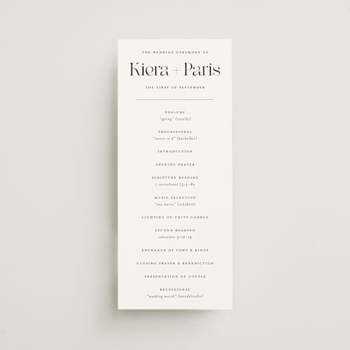 This is a tuxedo unique wedding programs with standard by tuldok called embellished note printing on signature in 4x9