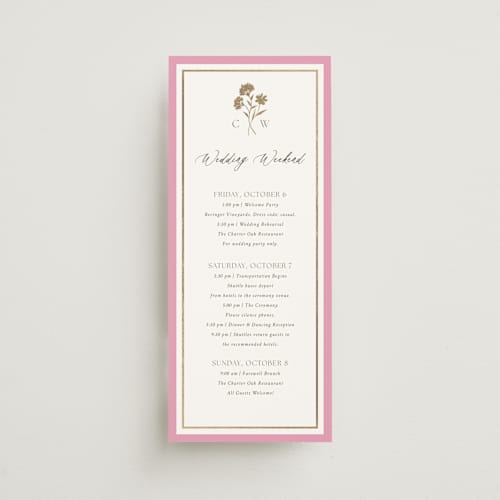 This is a garden ceremony reception essentials with foil pressed by Yaling Hou Suzuki called bright garden printing on signature in 4x9