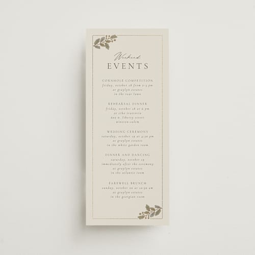 This is a fern ceremony reception essentials with foil pressed by Jen Owens called vine wrap printing on signature in 4x9