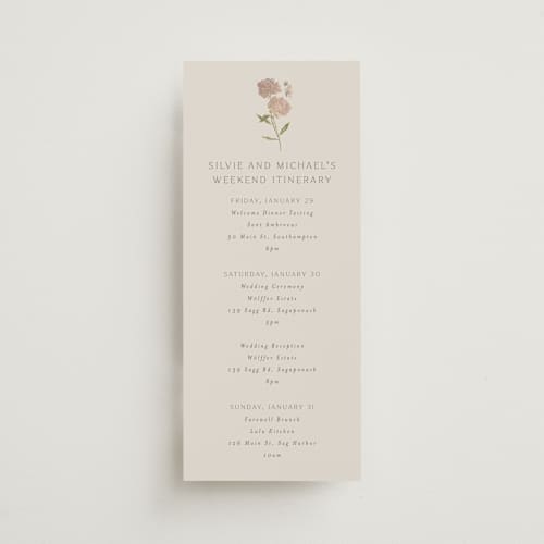 This is a petal ceremony reception essentials with foil pressed by Nicoletta Savod called parisian garden printing on signature in 4x9