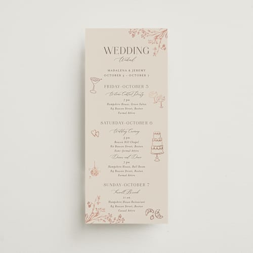 This is a almond ceremony reception essentials with foil pressed by frau brandt called shining florals printing on signature in 4x9