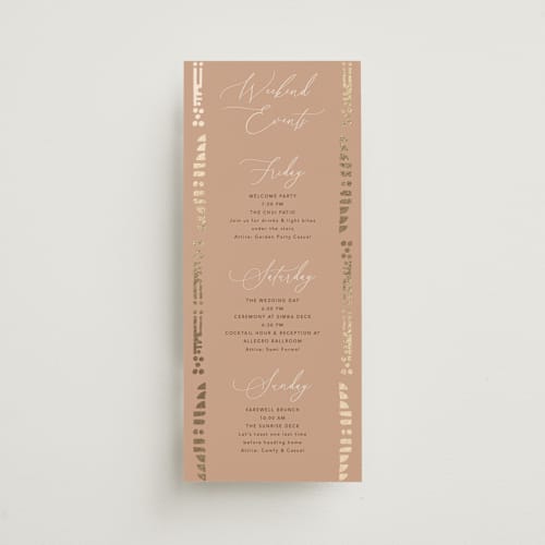 This is a sahara ceremony reception essentials with foil pressed by David Michuki called cultured element printing on signature in 4x9