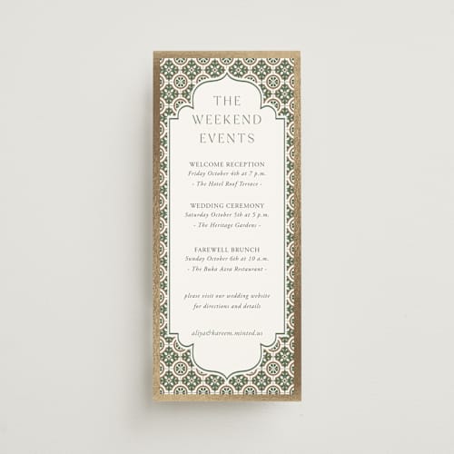 This is a evergreen ceremony reception essentials with foil pressed by Oma N. Ramkhelawan called kareem printing on signature in 4x9
