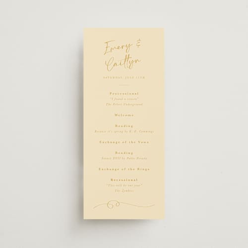 This is a honey unique wedding programs with standard by Adelyn T. called ink scribble printing on signature in 4x9