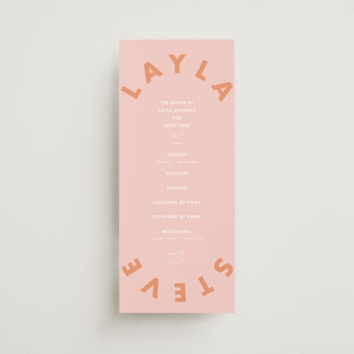 This is a candy unique wedding programs with standard by Catherine Culvenor called bubblegum printing on signature in 4x9