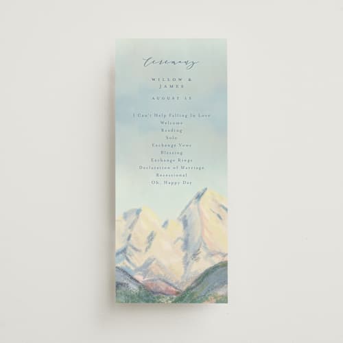 This is a summer unique wedding programs with standard by Petra Kern called the valley printing on signature in 4x9