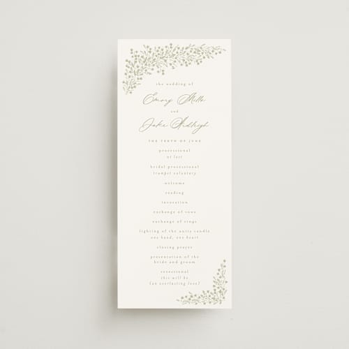 This is a leaf unique wedding programs with standard by Kristie Kern called villa printing on signature in 4x9