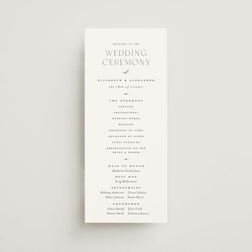 This is a cotton unique wedding programs with standard by Carolyn Nicks called grande printing on signature in 4x9