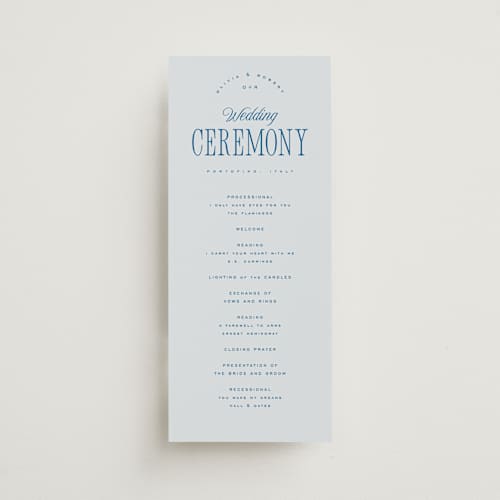 This is a ocean unique wedding programs with standard by Kelly Schmidt called riviera printing on signature in 4x9