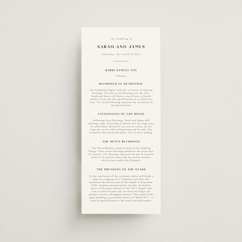 This is a diamond unique wedding programs with standard by Annie Shapiro called arguello printing on signature in 4x9