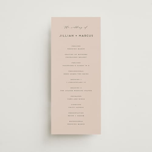 This is a linen unique wedding programs with standard by Christie Garcia called picturesque printing on signature in 4x9