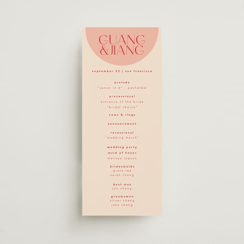 This is a blossom unique wedding programs with standard by Hudson meet Rose called unity printing on signature in 4x9