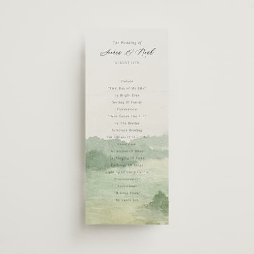 This is a meadow unique wedding programs with standard by Elly called the vow printing on signature in 4x9