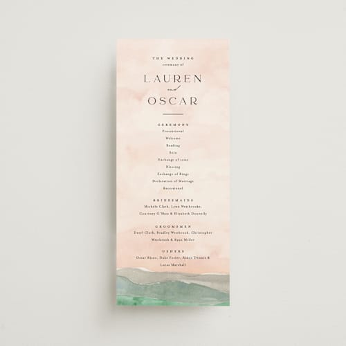 This is a northern unique wedding programs with standard by Pixel and Hank called countryside printing on signature in 4x9