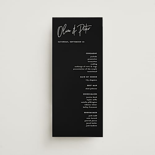 This is a cloud unique wedding programs with standard by JoAnn Jinks called signed printing on signature in 4x9