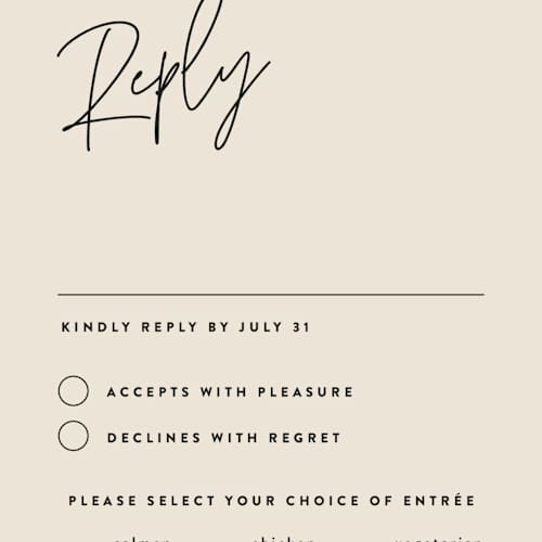This is a champagne rsvp postcards with standard by JoAnn Jinks called signed printing on signature in postcard