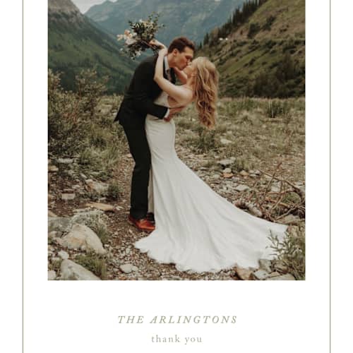 This is a garden thank you postcards with standard by Kelly Schmidt called greenwood printing on signature in postcard