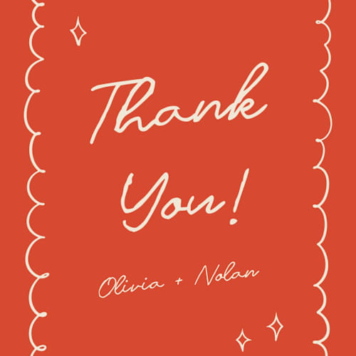 This is a sangria spark thank you postcards with standard by Zove Ahhh called party on! printing on signature in postcard
