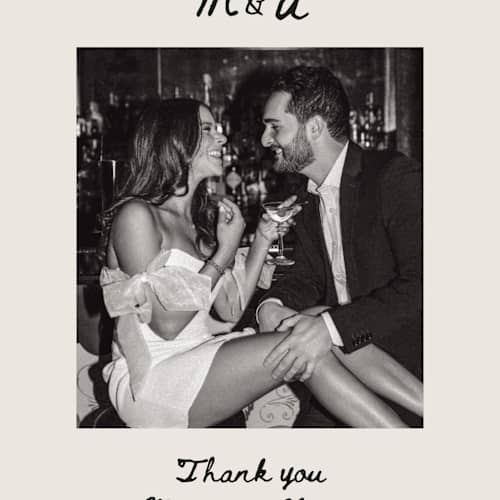 This is a lace thank you postcards with standard by Cass Loh called simple monogram printing on signature in postcard