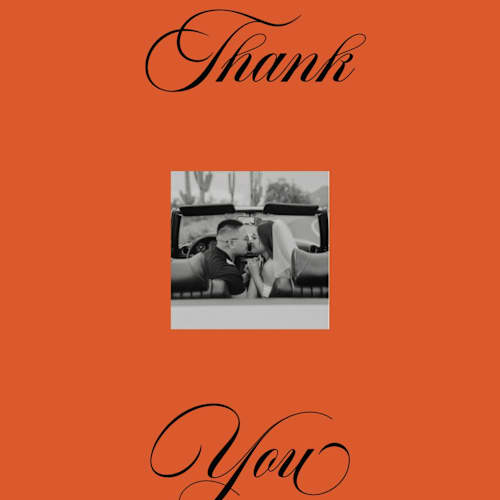 This is a amaro thank you postcards with standard by Studio Suku called bold and demure printing on signature in postcard
