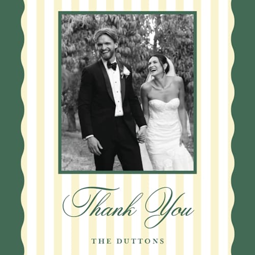 This is a citrine thank you postcards with standard by Emily Betts called curved frame printing on signature in postcard