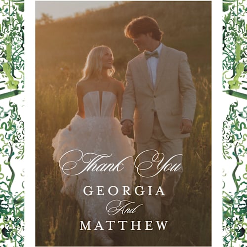 This is a sap thank you postcards with standard by Becky Nimoy called gates and pillars printing on signature in postcard