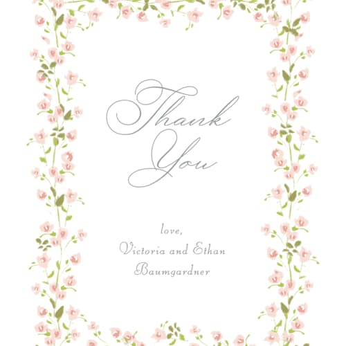 This is a peony thank you postcards with standard by Baumbirdy called rosebud printing on signature in postcard