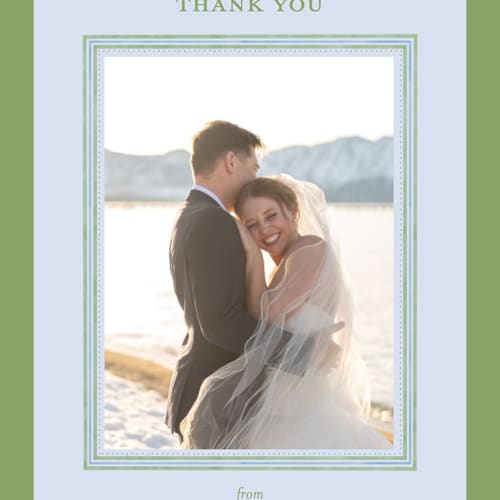 This is a coastal thank you postcards with standard by Madhvi Samimi called hydrangea vines printing on signature in postcard