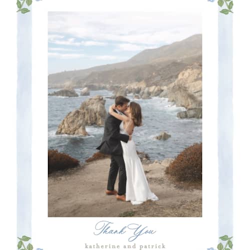 This is a ocean thank you postcards with standard by Creo Study called pillowy border printing on signature in postcard
