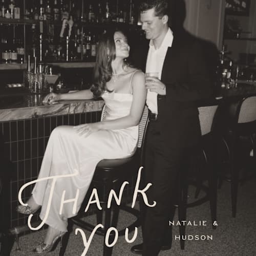 This is a shadow thank you postcards with standard by Pixel and Hank called lovers printing on signature in postcard