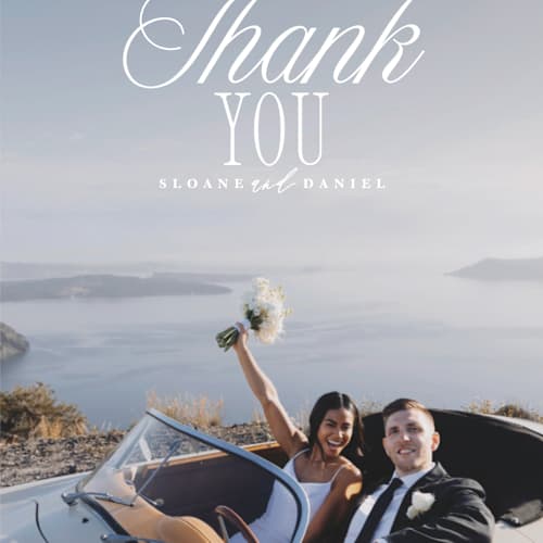 This is a porcelain thank you postcards with standard by Maria Alou called his & hers printing on signature in postcard