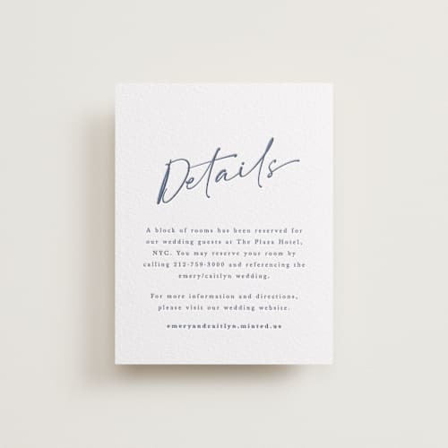 This is a blueberry letterpress wedding invitations with letterpress by Adelyn T. called ink scribble printing on white cotton in standard