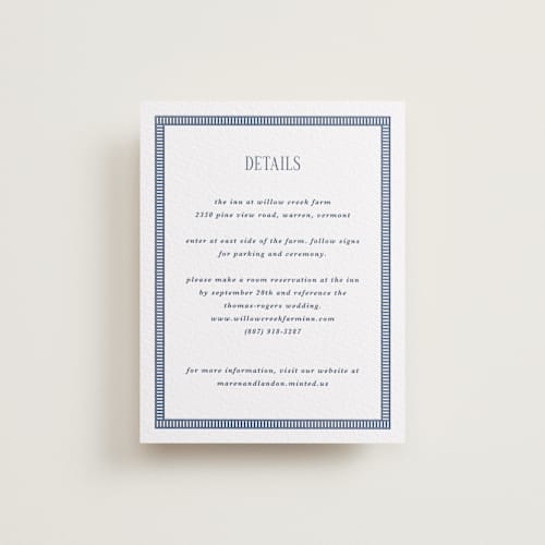 This is a blueberry letterpress wedding invitations with letterpress by Kate Ahn called helena printing on white cotton in standard