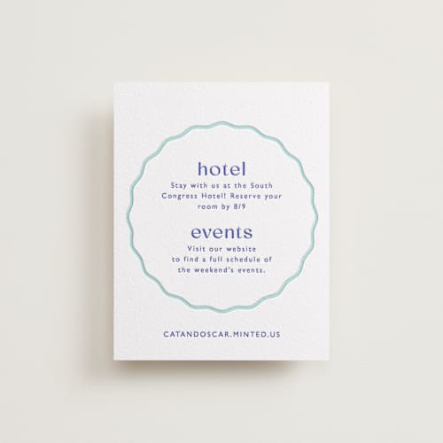 This is a mediterranean | robin's egg letterpress wedding invitations with letterpress by Olivia Raufman called with a twist printing on white cotton in standard