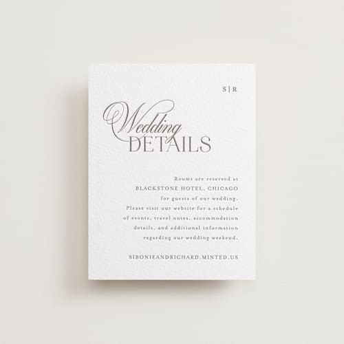 This is a cacao bean letterpress wedding invitations with letterpress by Melanie Kosuge called sibonie printing on white cotton in standard