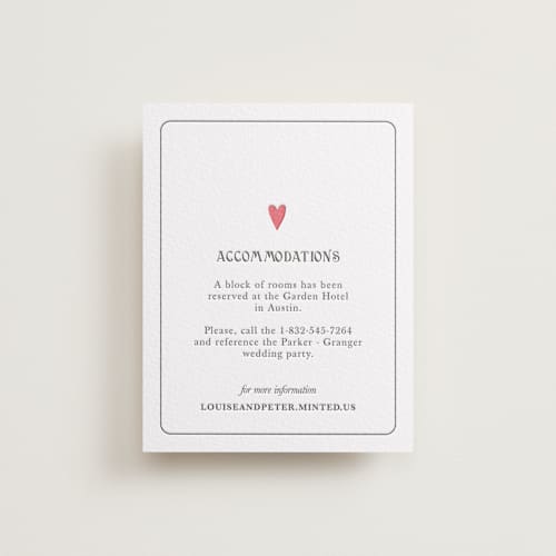 This is a maraschino | soft black letterpress wedding invitations with letterpress by Helena Vitto called red hearts printing on white cotton in standard