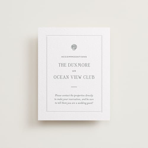 This is a fern | blind deboss letterpress wedding invitations with letterpress by Megan Davis called isle printing on white cotton in standard