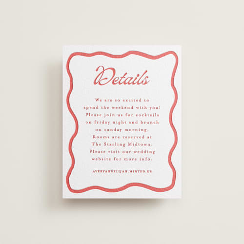 This is a ruby letterpress wedding invitations with letterpress by Morgan Kendall called prep school printing on white cotton in standard