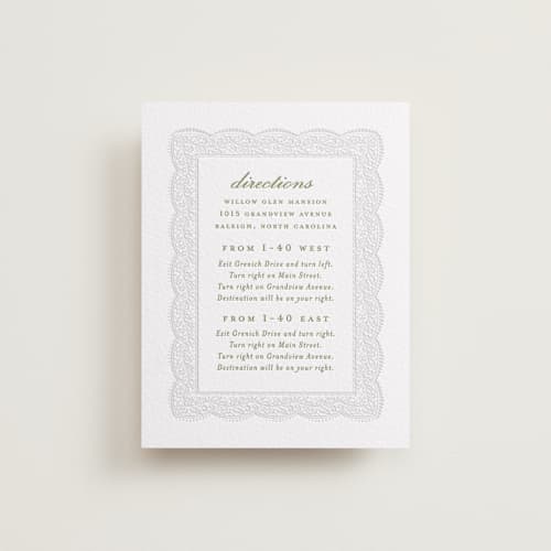 This is a pistachio letterpress wedding invitations with letterpress by Erica Krystek called chantilly printing on white cotton in standard