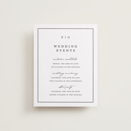 This is a soft black letterpress wedding invitations with letterpress by Stacey Meacham called heritage printing on white cotton in standard