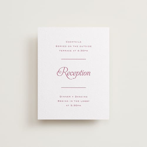 This is a maraschino letterpress wedding invitations with letterpress by Carolyn MacLaren called modernne printing on white cotton in standard